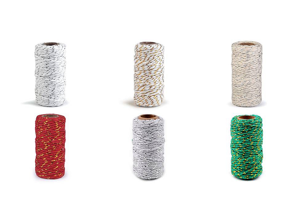 Christmas twisted twine / string with lurex ø1.5 mm - Green (1 Piece)