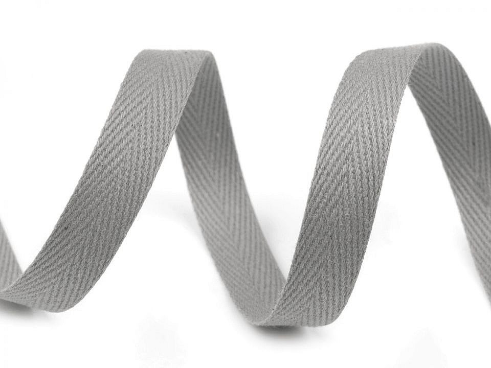 Herringbone twill tape width 10 mm - Lightgrey (50 Meters)