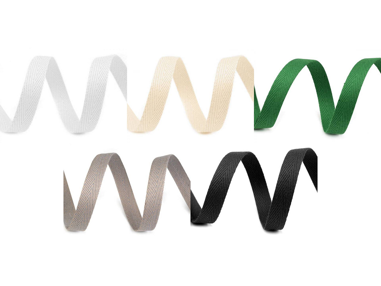 Herringbone twill tape width 10 mm - Lightgrey (50 Meters)