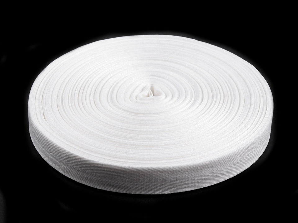 Herringbone twill tape width 18 mm - White (50 Meters)