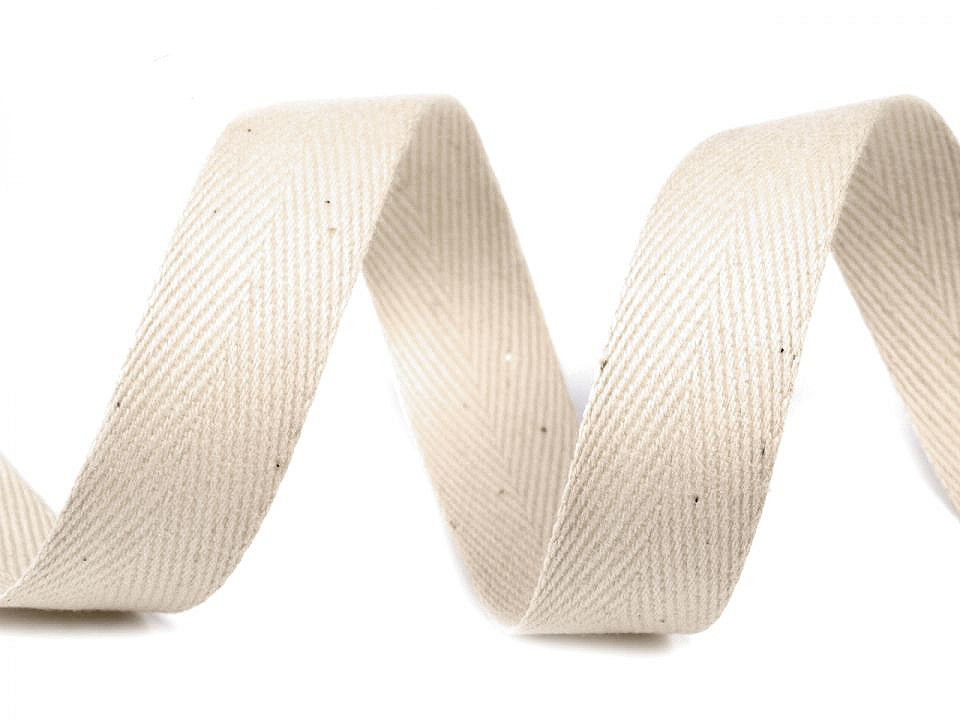 Herringbone twill tape width 18 mm - White (50 Meters)