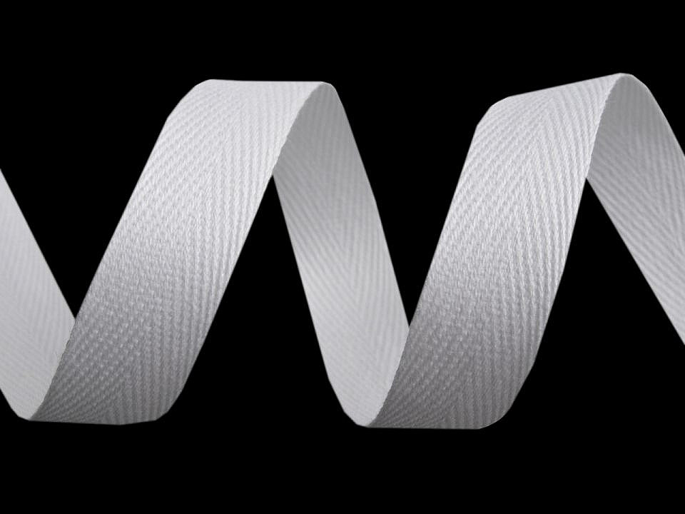 Herringbone twill tape width 18 mm - White (50 Meters)