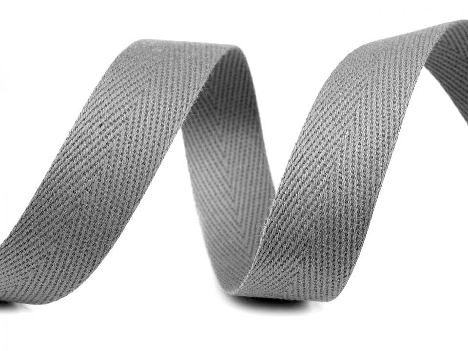 Herringbone twill tape width 18 mm - White (50 Meters)