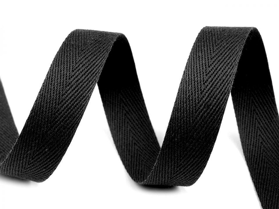 Herringbone twill tape width 18 mm - White (50 Meters)