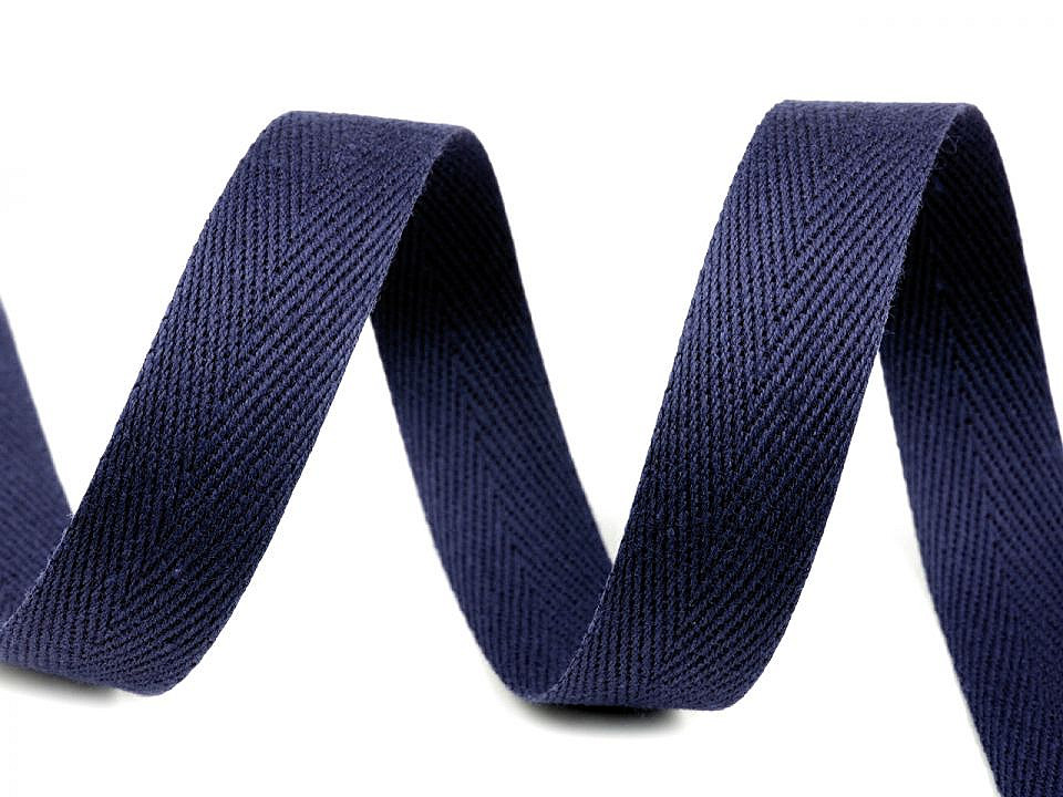 Herringbone twill tape width 18 mm - White (50 Meters)