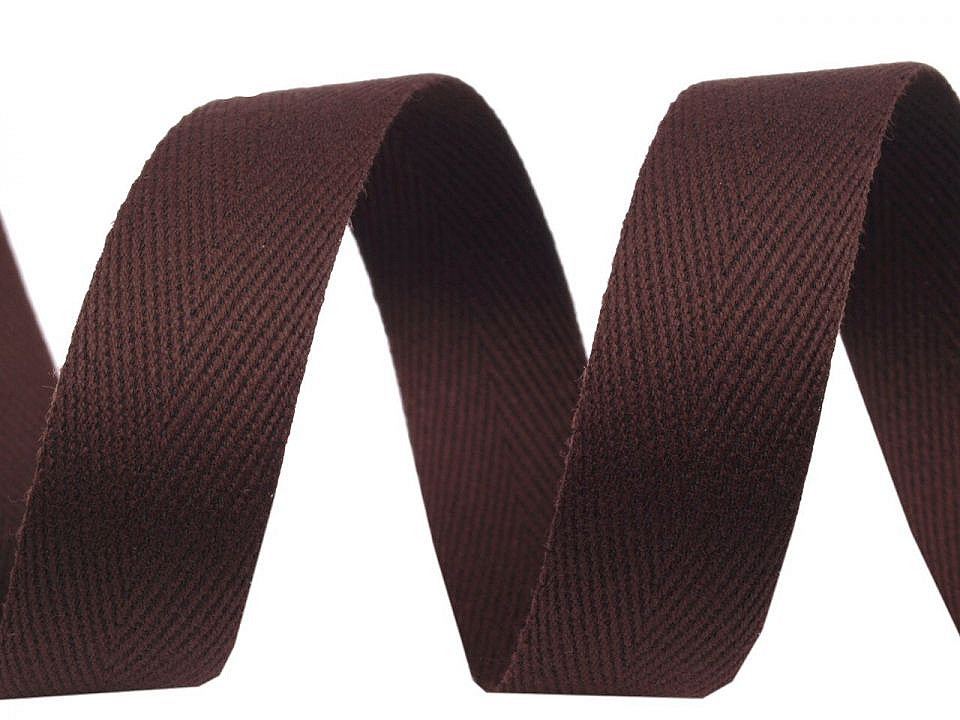 Herringbone twill tape width 18 mm - White (50 Meters)