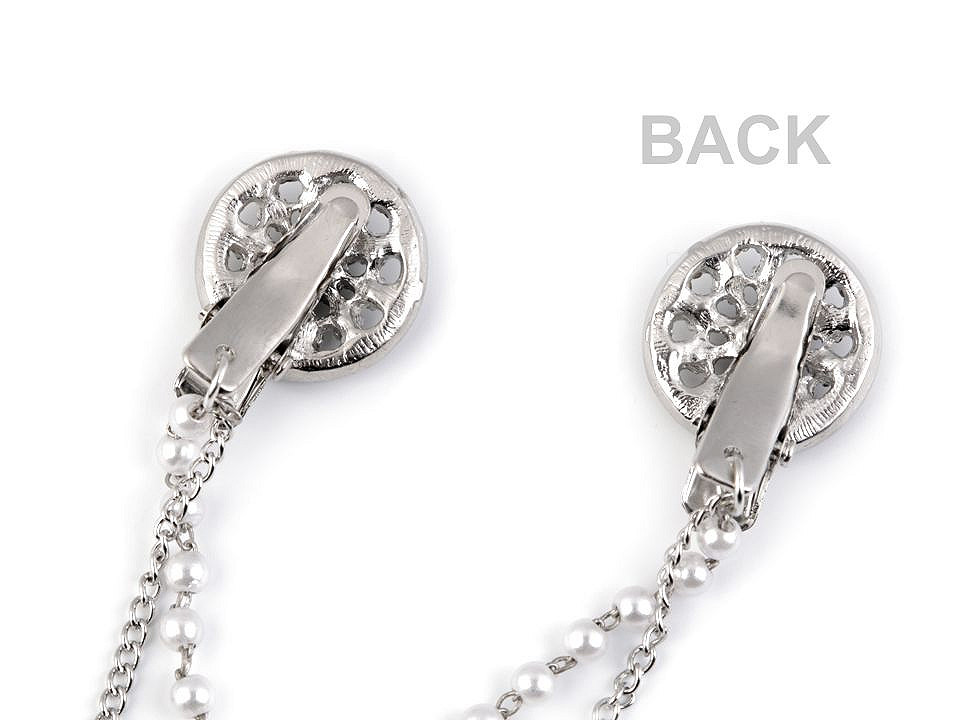 Brooch clip with rhinestones and faux pearls - Crystal (1 Piece)