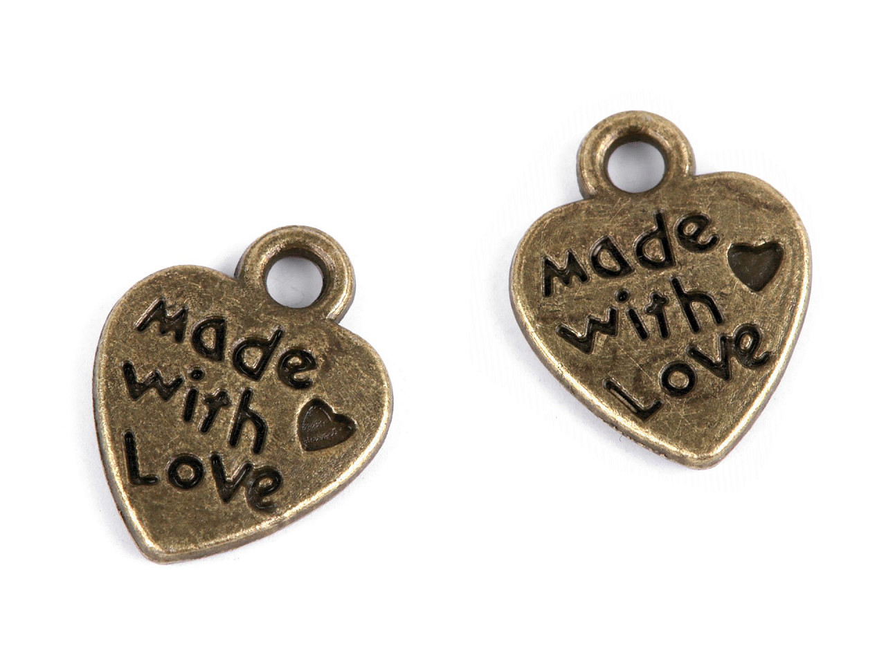 Metal charm heart 10x12 mm - Platinum (10 Pieces)