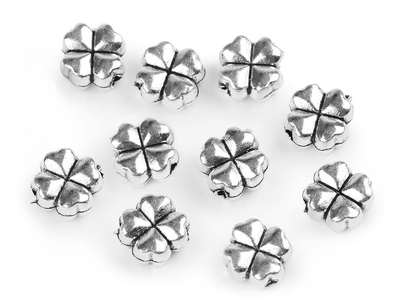 Metal charm cloverleaf 8x8 mm - Silver (10 Pieces)