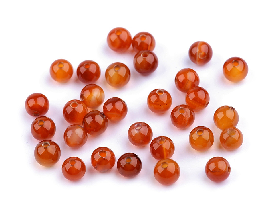 Carnelian mineral beads ø6 mm - Carnelian (62 Pieces)
