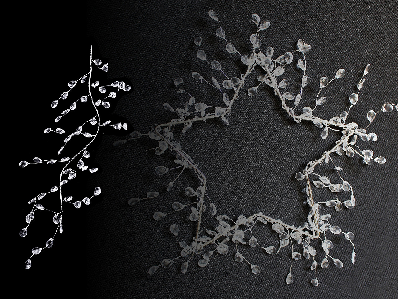 Crystal beads wire garland branch - Crystal (1 Piece)