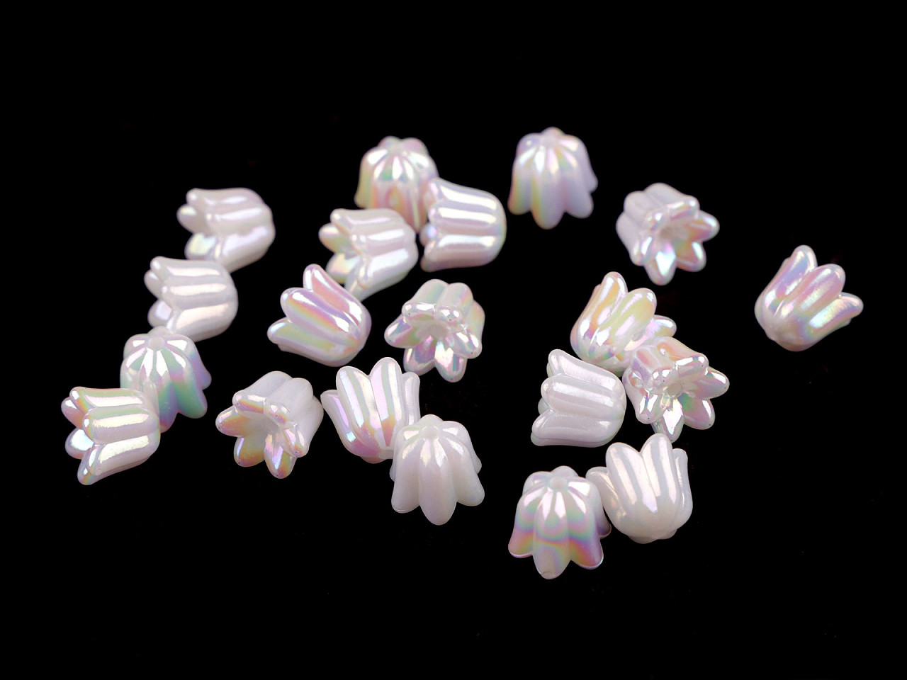 Plastic beads with ab effect bell / skirt 12x14 mm - Pearlwhite (20 Pieces)