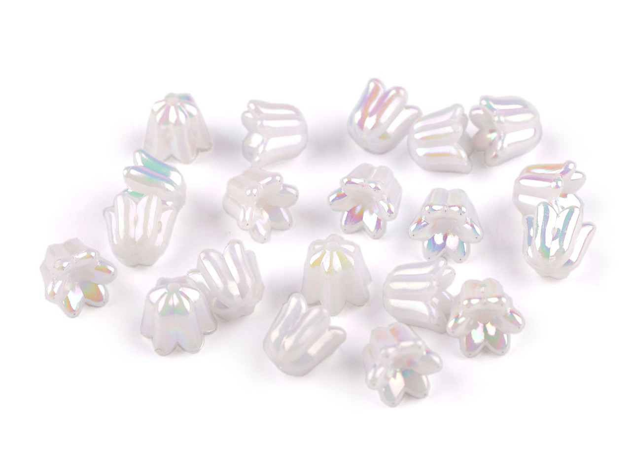 Plastic beads with ab effect bell / skirt 12x14 mm - Pearlwhite (20 Pieces)