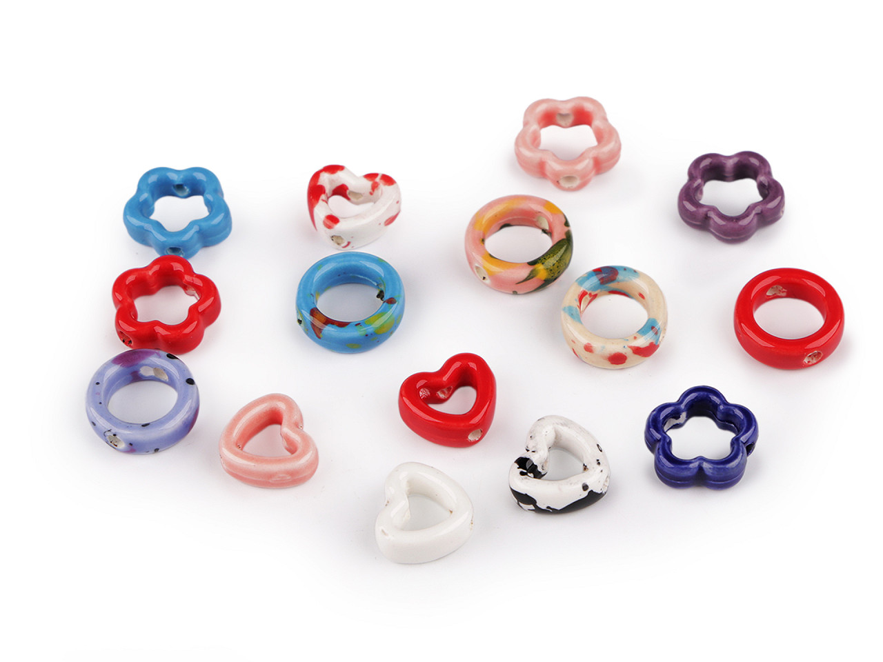 Porcelain beads / components for making ornaments and pendants - Red (5 Pieces)