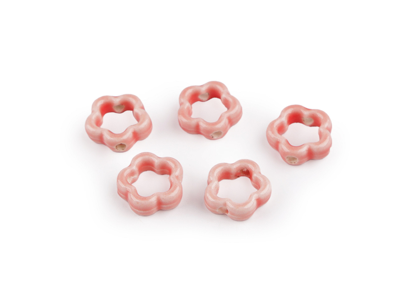 Porcelain beads / components for making ornaments and pendants - Red (5 Pieces)