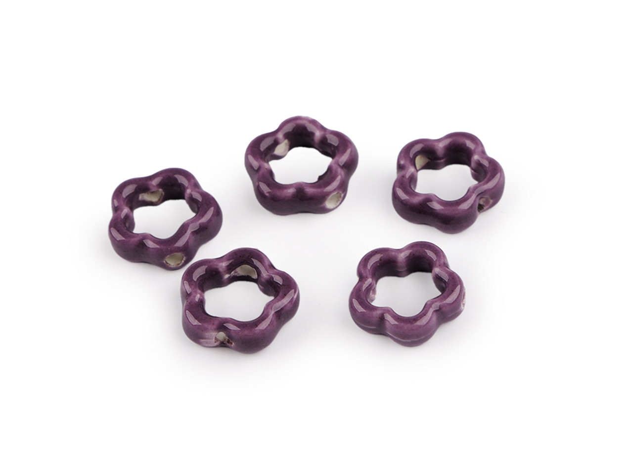 Porcelain beads / components for making ornaments and pendants - Red (5 Pieces)