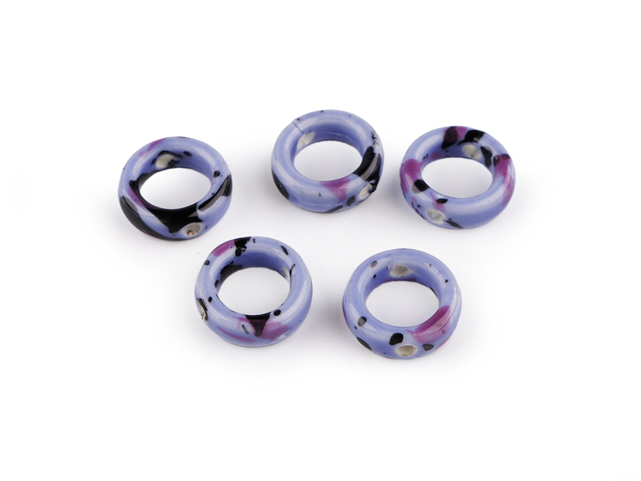 Porcelain beads / components for making ornaments and pendants - Red (5 Pieces)