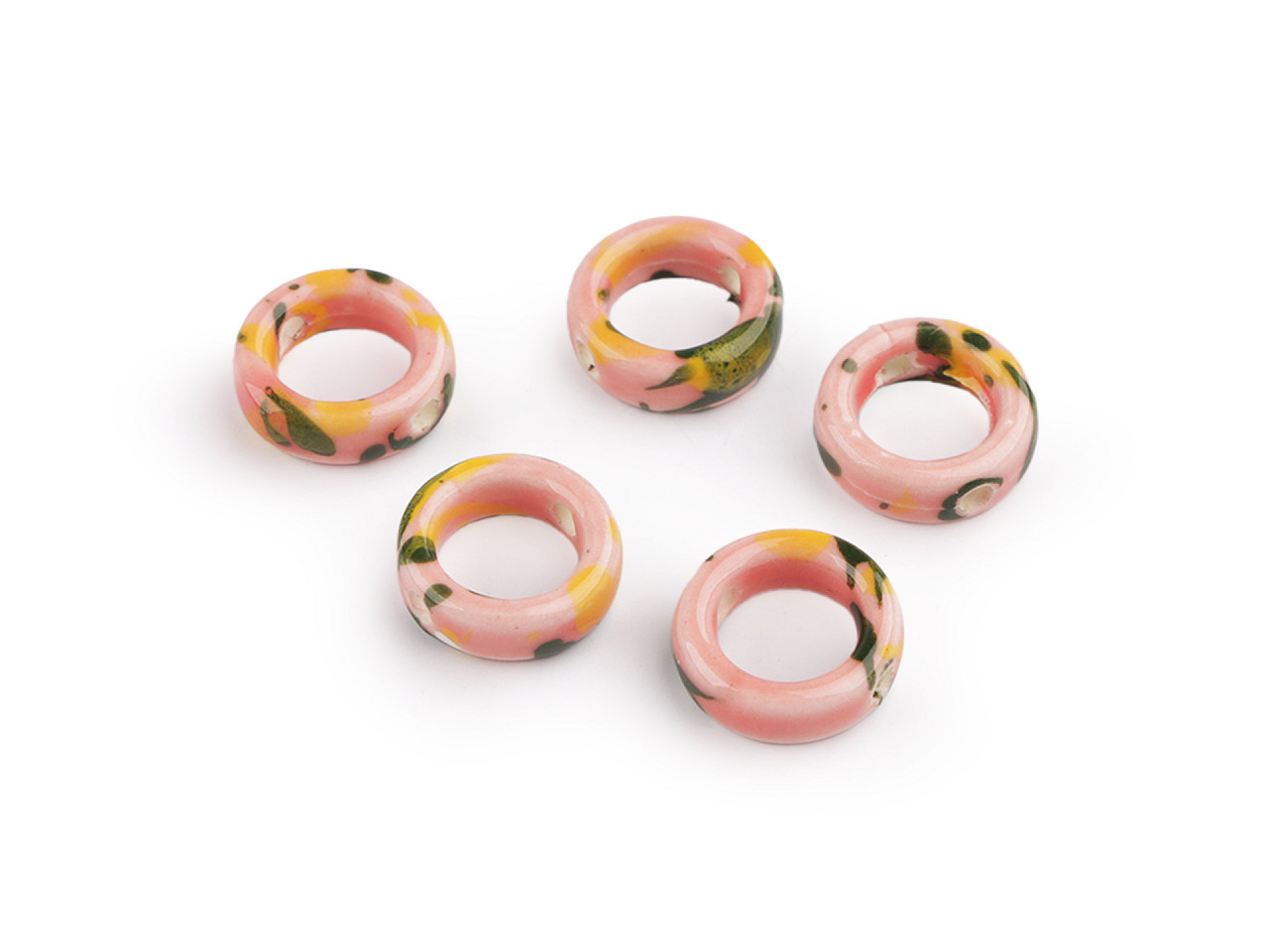 Porcelain beads / components for making ornaments and pendants - Red (5 Pieces)