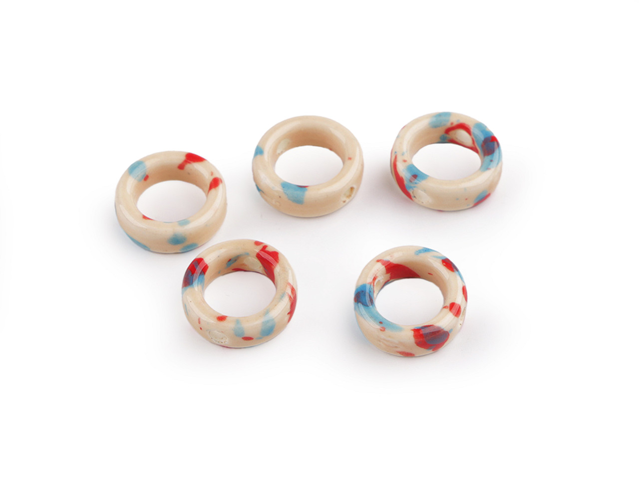 Porcelain beads / components for making ornaments and pendants - Red (5 Pieces)