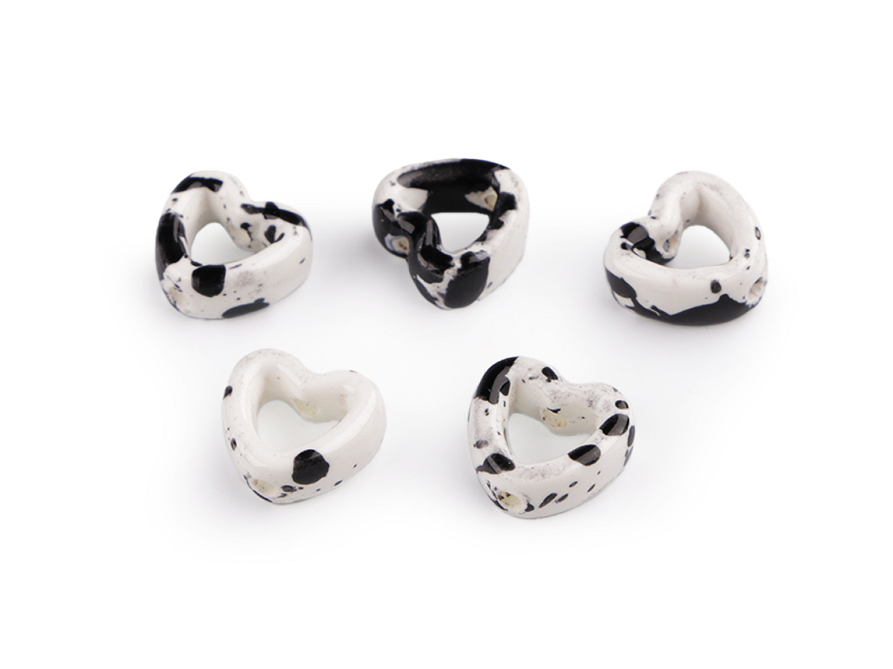 Porcelain beads / components for making ornaments and pendants - Red (5 Pieces)