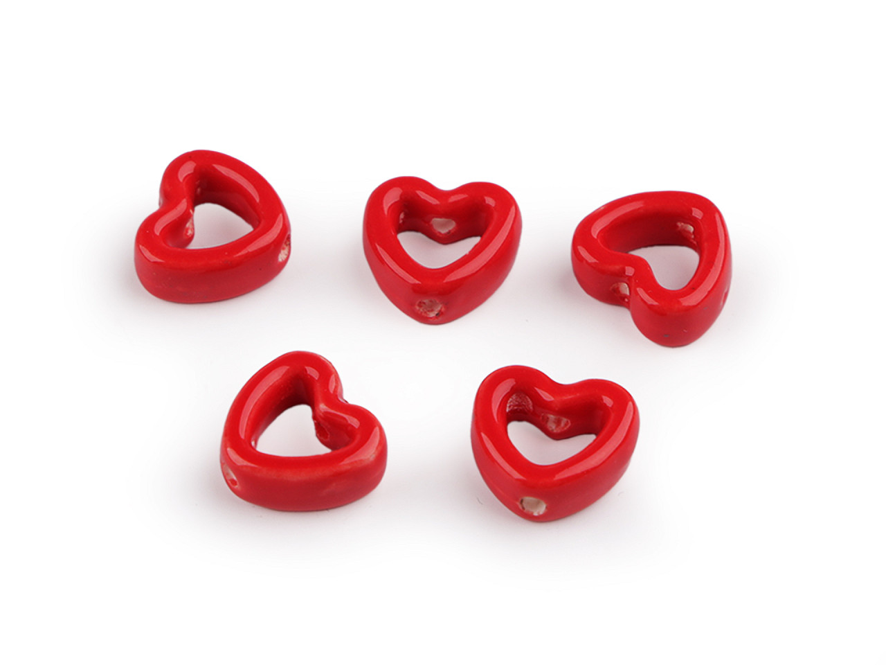 Porcelain beads / components for making ornaments and pendants - Red (5 Pieces)