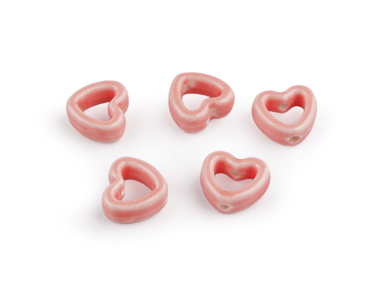 Porcelain beads / components for making ornaments and pendants - Red (5 Pieces)