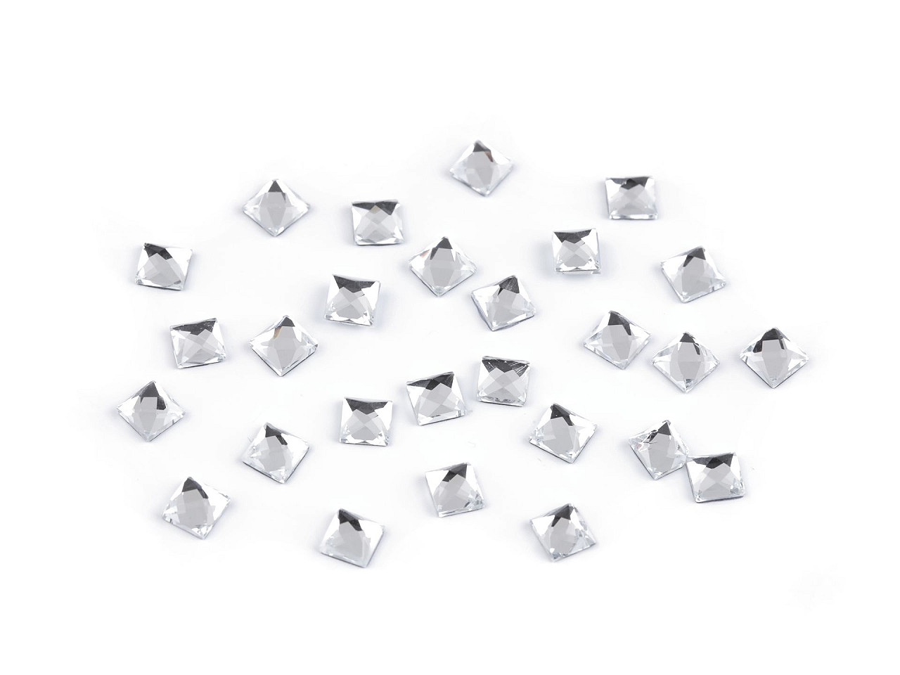 Iron-on hotfix rhinestones square, full-surface grinding 4x4 mm - Crystal (2 Grams)