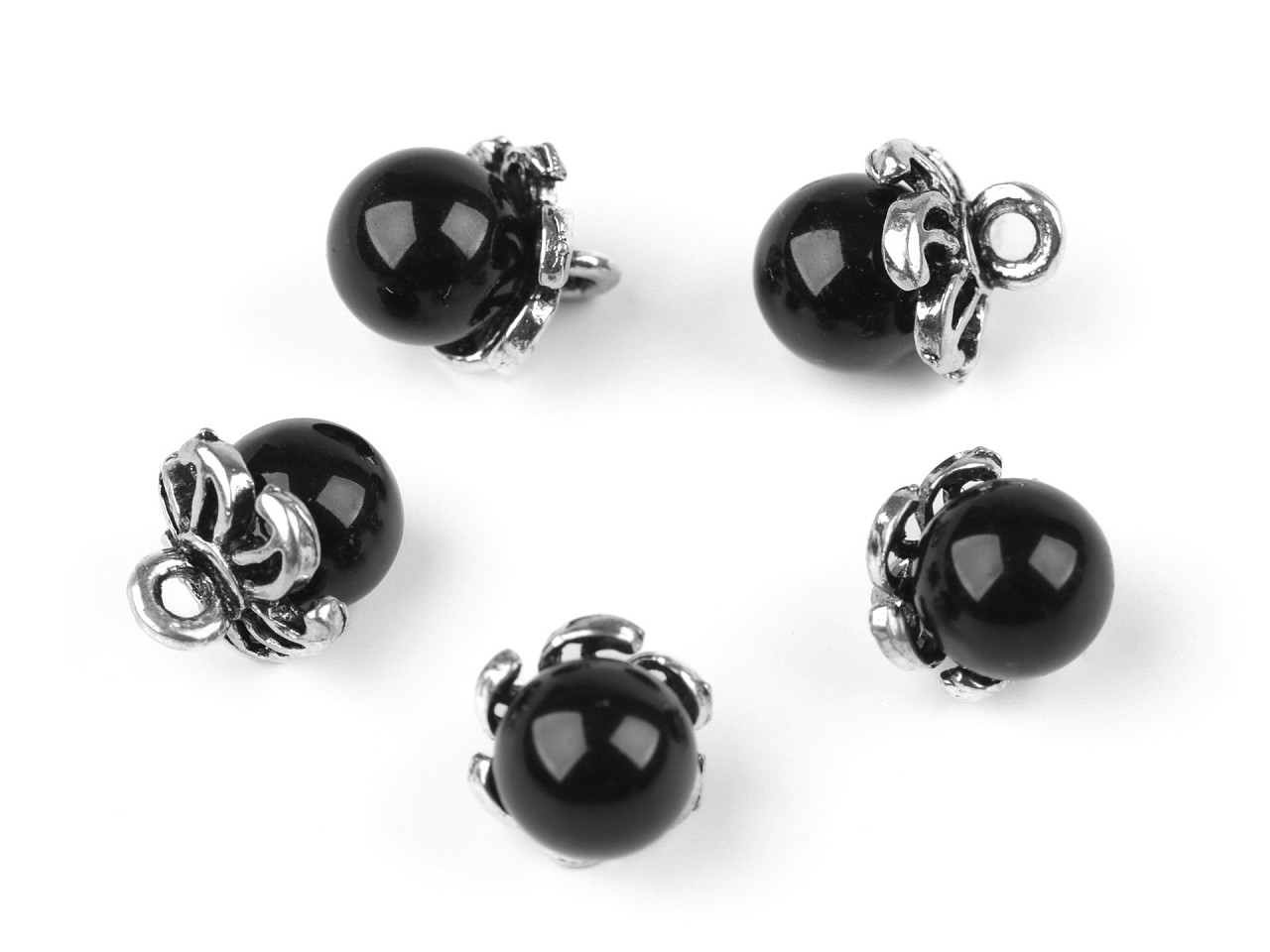 Bead button with cap / faux pearl charm ø9 mm - Light pink (25 Pieces)