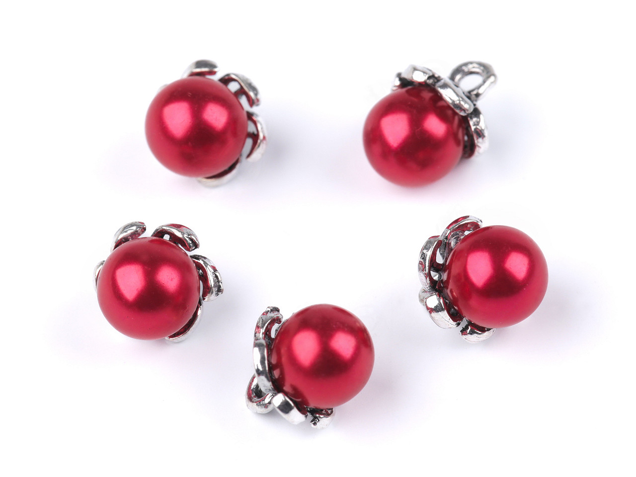 Bead button with cap / faux pearl charm ø9 mm - Light pink (25 Pieces)