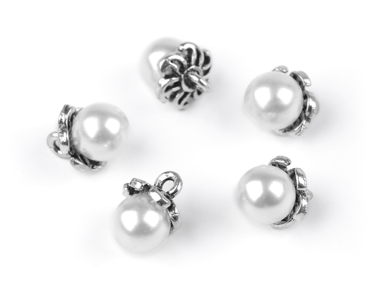 Bead button with cap / faux pearl charm ø9 mm - Light pink (25 Pieces)