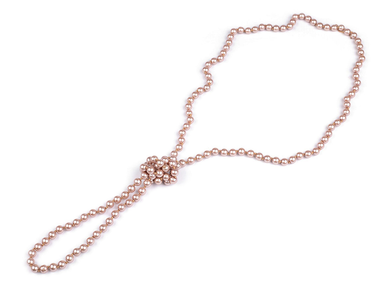 Faux pearl necklace long, retro - Light pink (1 Piece)