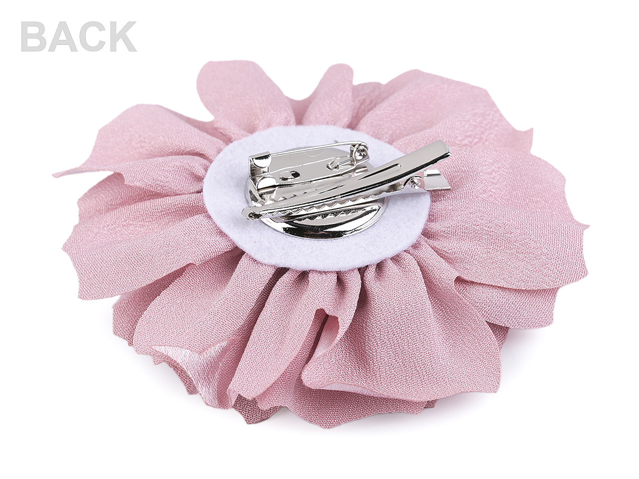 Brooch / hair ornament, satin flower ø11 cm - Salmon (1 Piece)