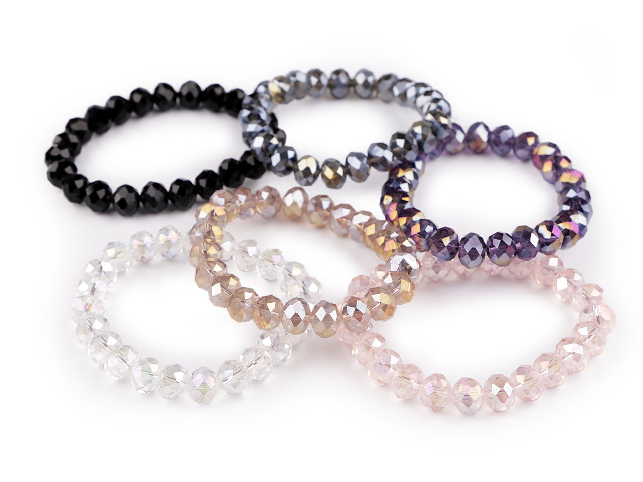 Bracelet made of glass beads with ab effect - Grey (1 Piece)