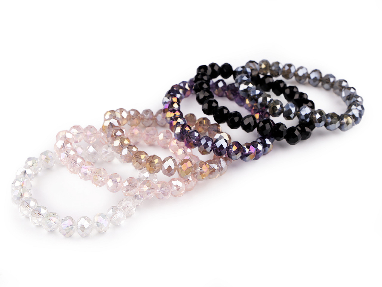 Bracelet made of glass beads with ab effect - Grey (1 Piece)