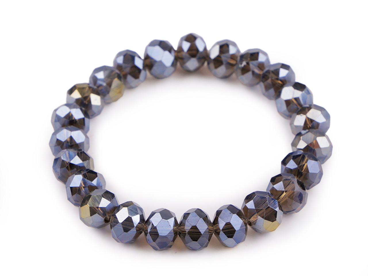 Bracelet made of glass beads with ab effect - Grey (1 Piece)