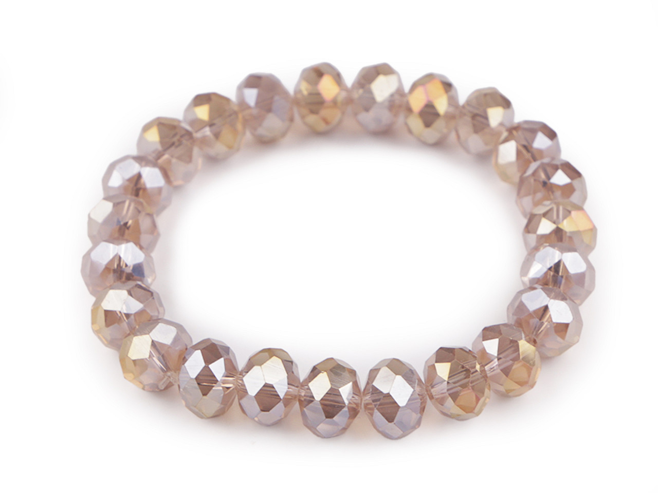 Bracelet made of glass beads with ab effect - Grey (1 Piece)