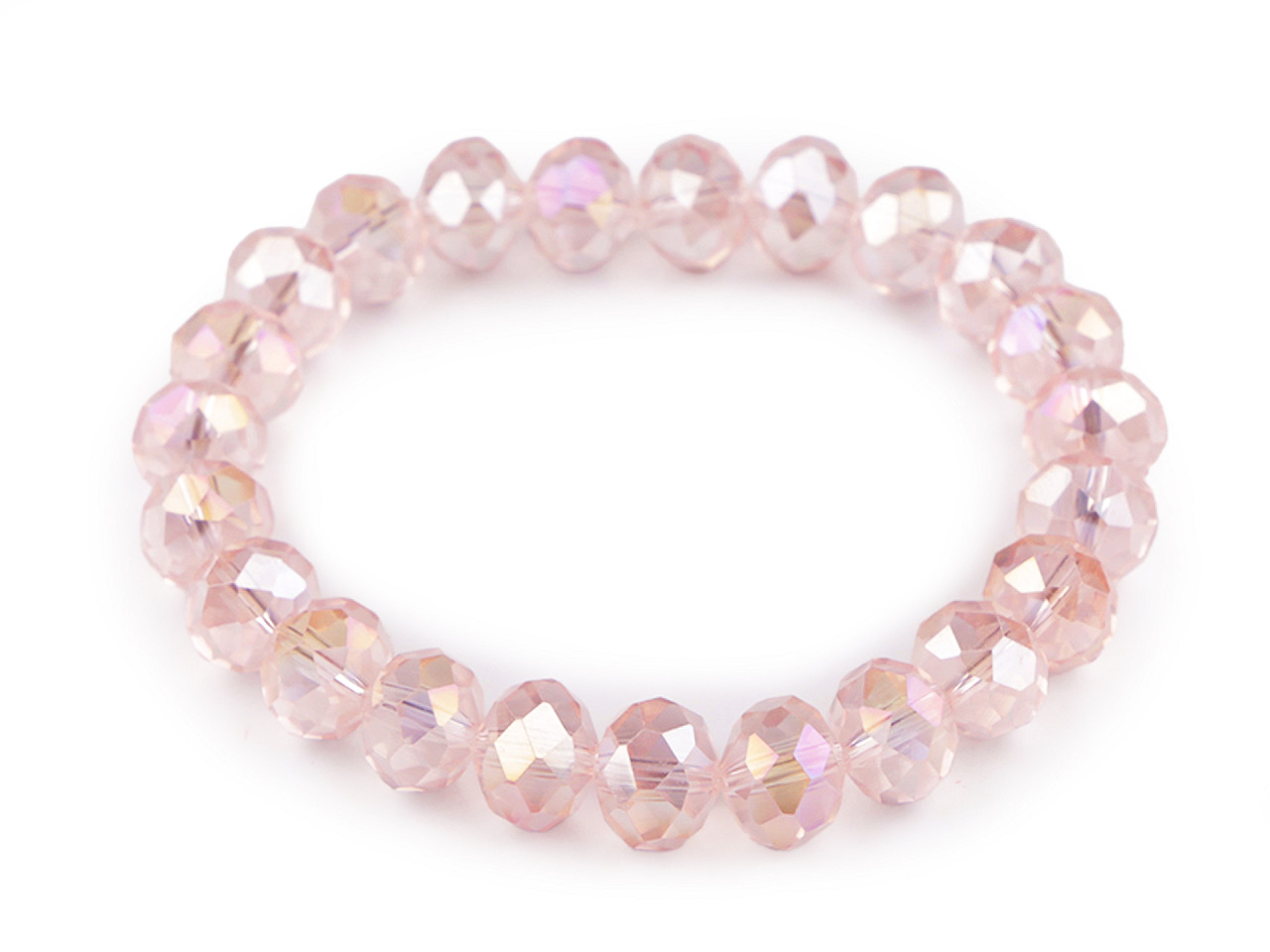 Bracelet made of glass beads with ab effect - Grey (1 Piece)