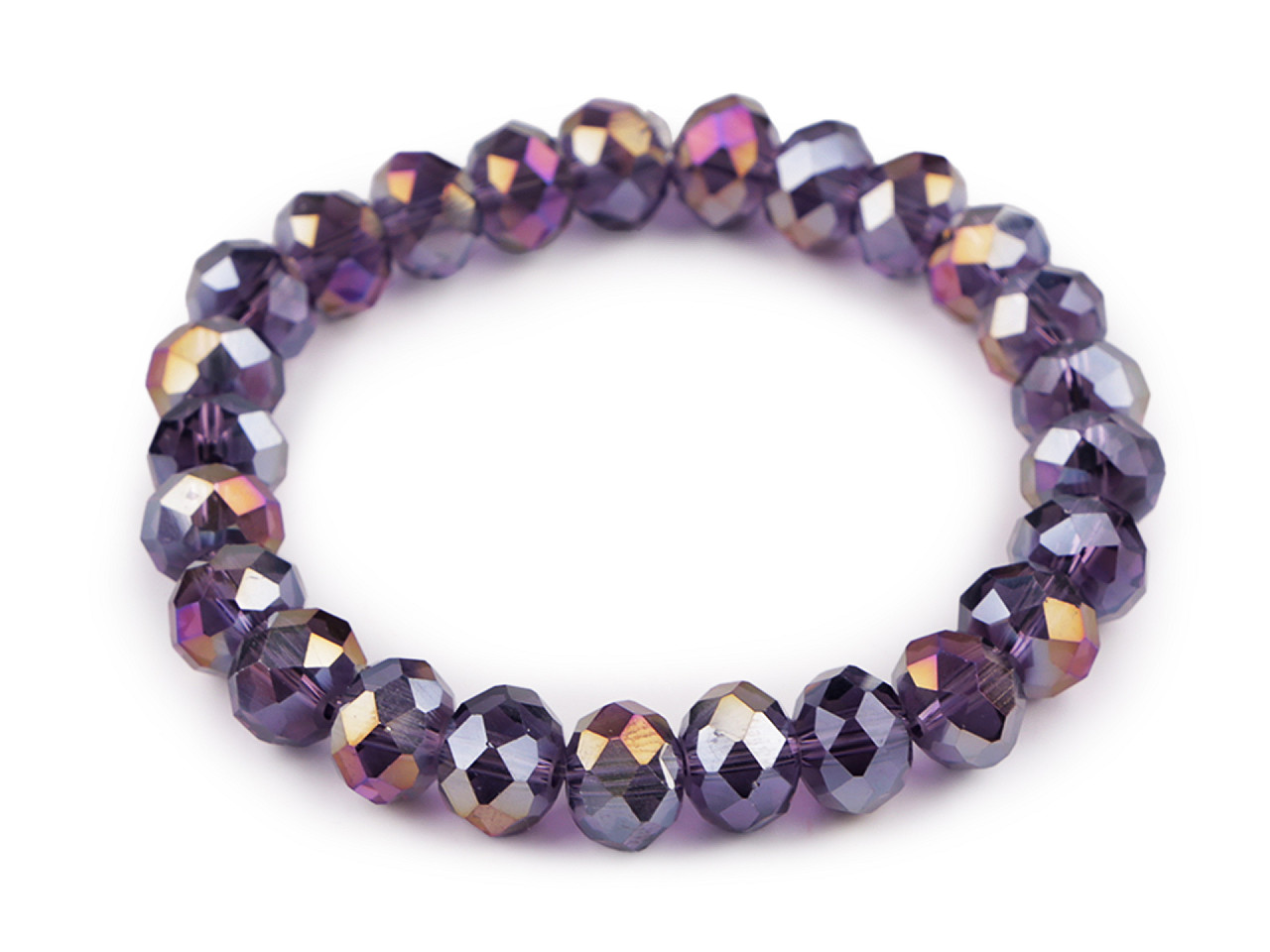 Bracelet made of glass beads with ab effect - Grey (1 Piece)