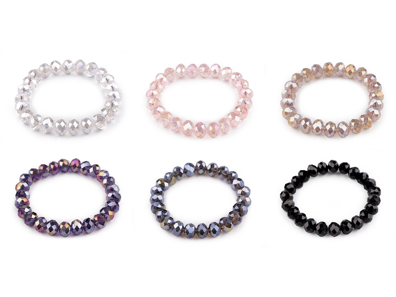 Bracelet made of glass beads with ab effect - Grey (1 Piece)