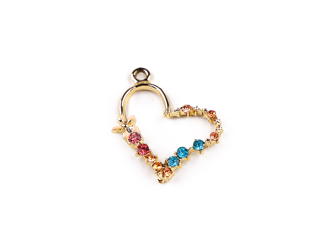 Metal charm pendant /zipper puller - heart, lily of the valley - Gold (2 Pieces)