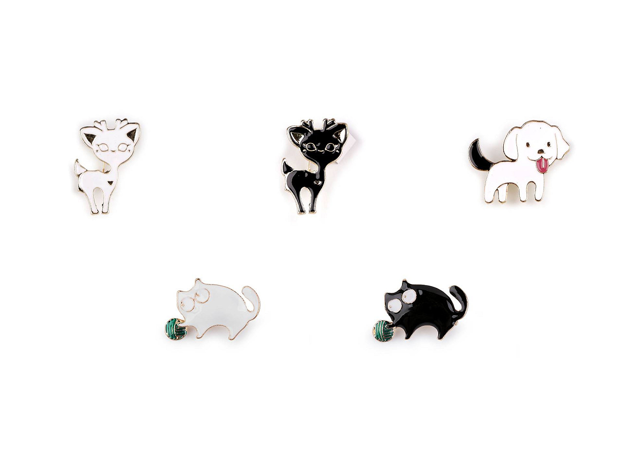 Brooch - cat, dog, doe - White (1 Piece)