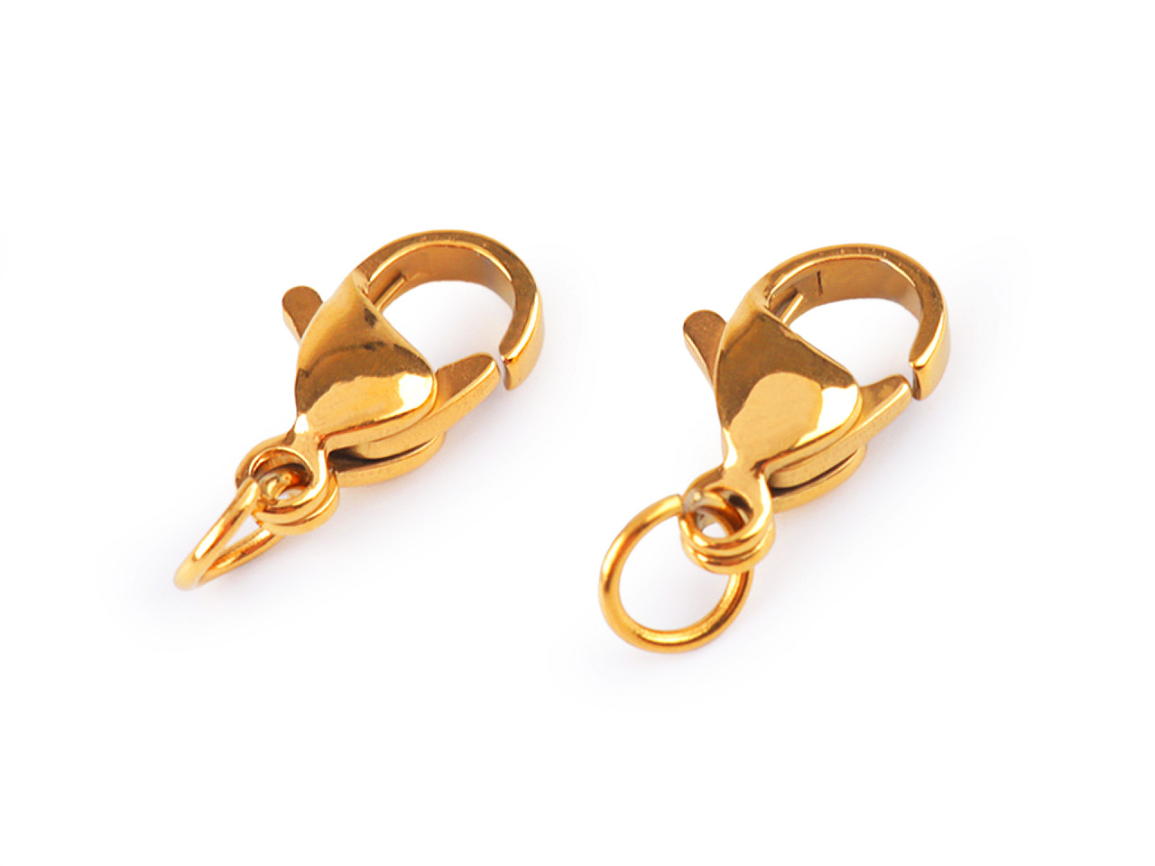 Carabiner with stainless steel connecting ring 7x10; 7x12 mm - Gold (2 Pieces)