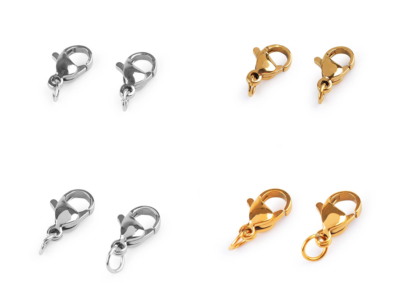 Carabiner with stainless steel connecting ring 7x10; 7x12 mm - Gold (2 Pieces)