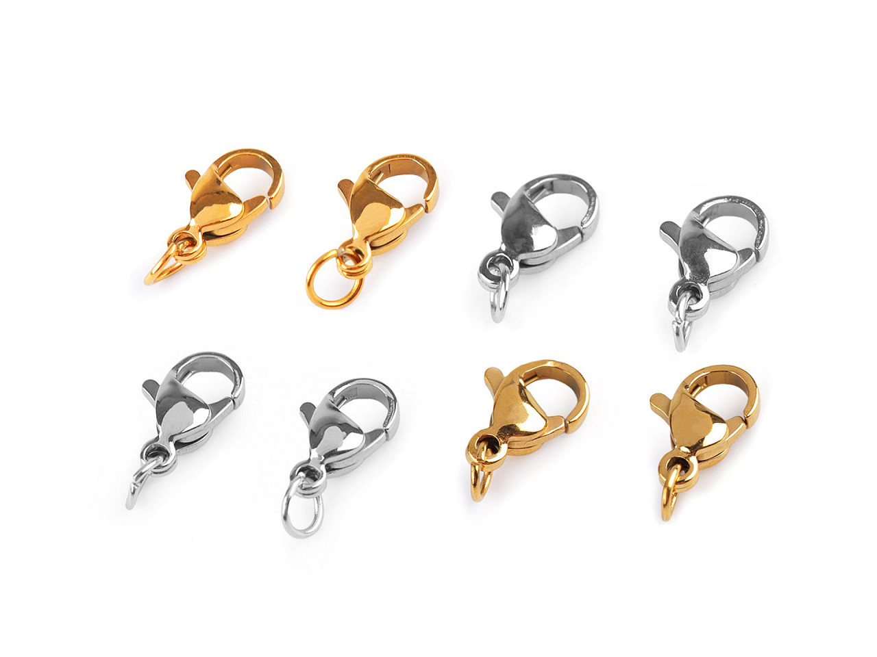 Carabiner with stainless steel connecting ring 7x10; 7x12 mm - Gold (2 Pieces)
