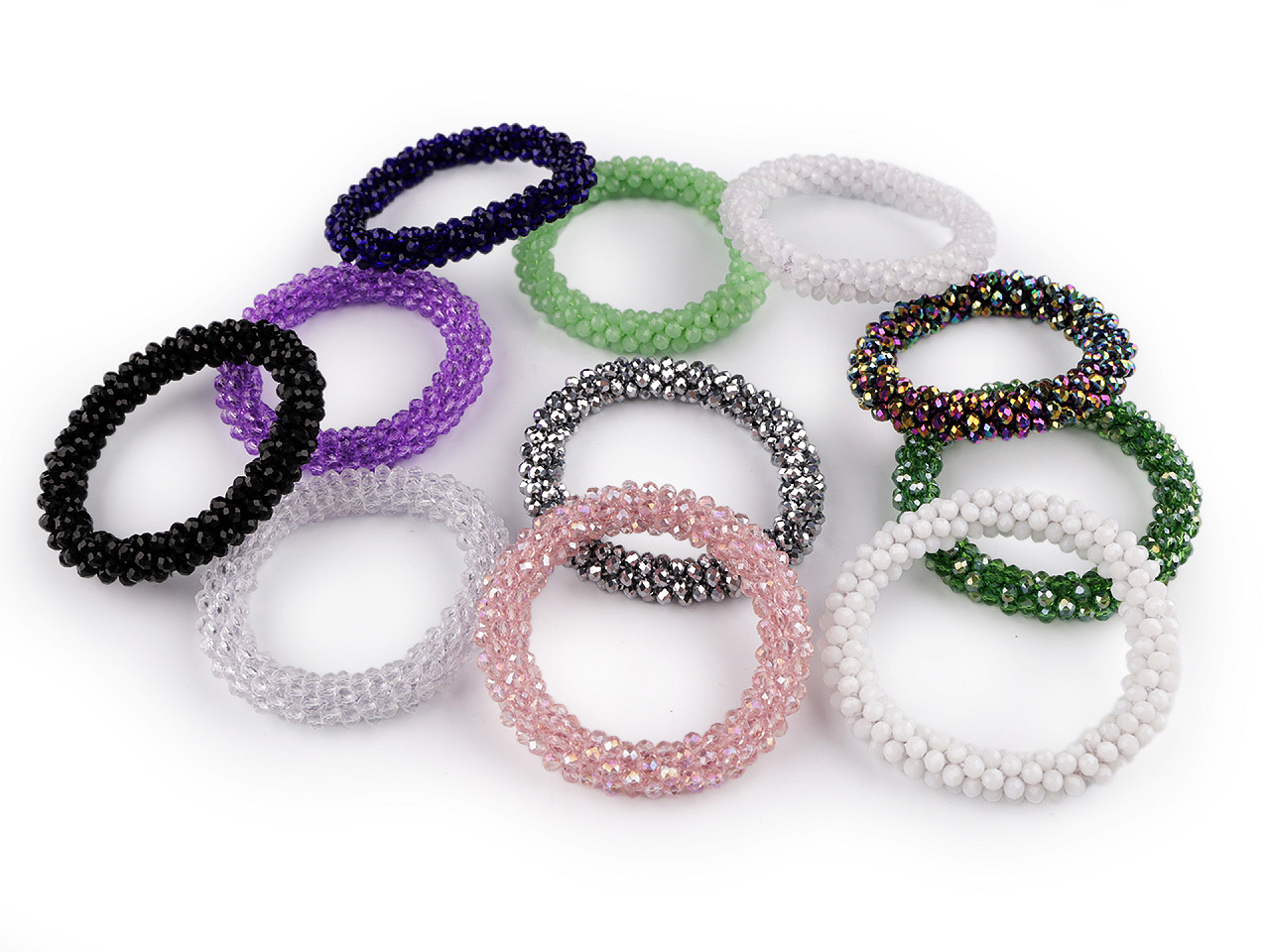 Bracelet / hair tie made of beads - Crystal (1 Piece)