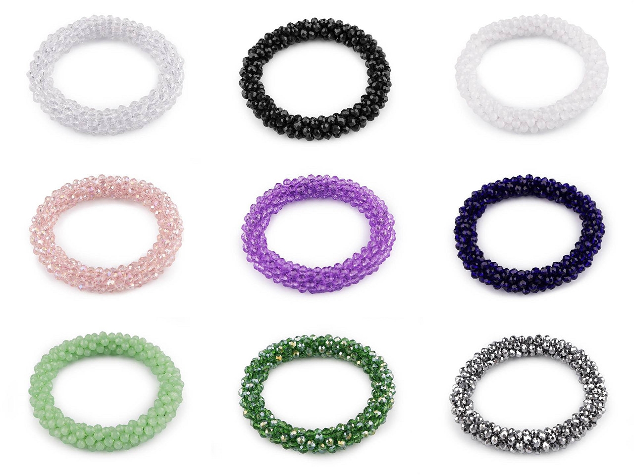 Bracelet / hair tie made of beads - Crystal (1 Piece)