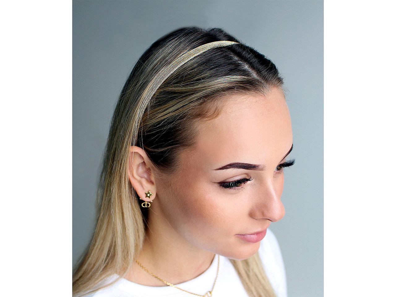 Hairband with lurex - Silver (12 Pieces)