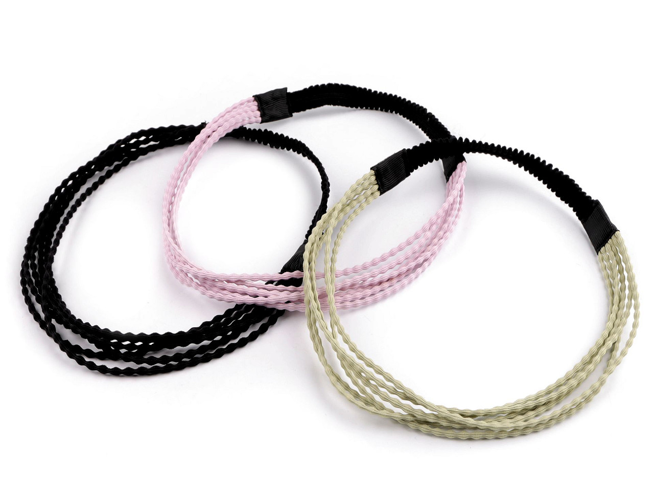 Elastic hairband, multi-row - Lig.pastel green (1 Piece)