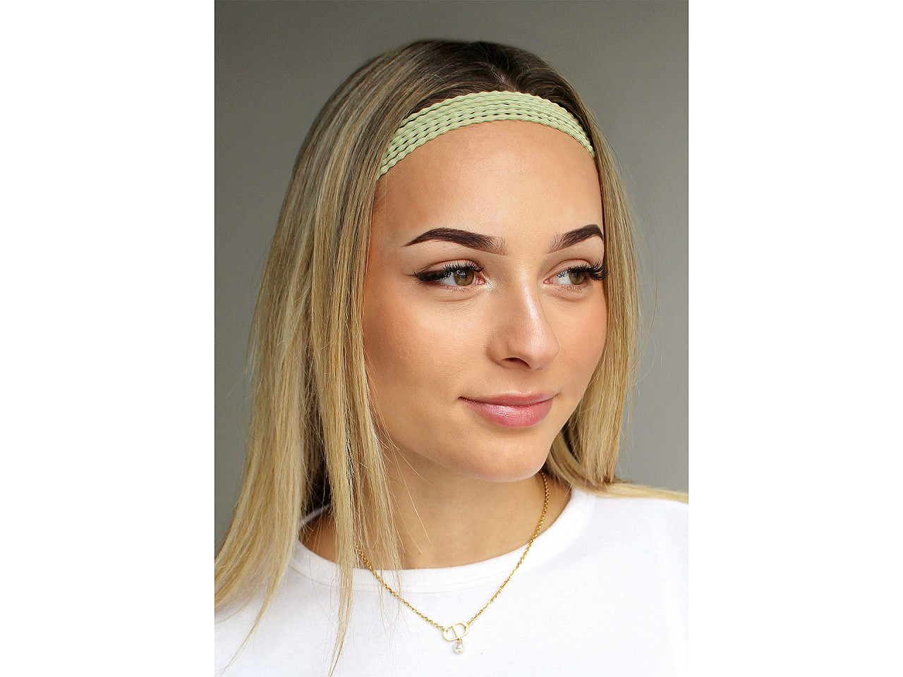 Elastic hairband, multi-row - Lig.pastel green (1 Piece)