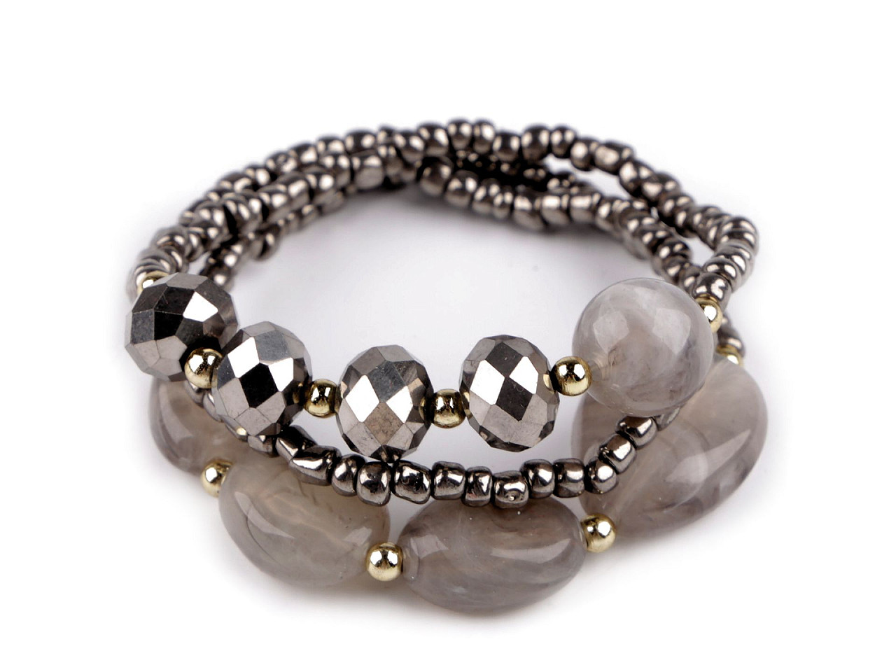 Elastic bracelet set of 3 pieces - Gray hematite (1 Set)